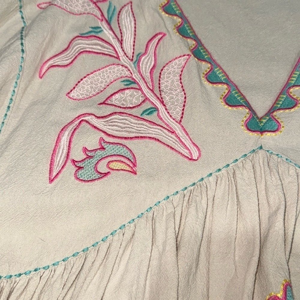 Blue velvet embroidered boho Tunic - Picture 5 of 7